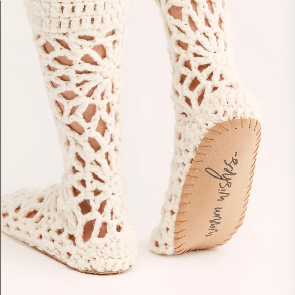 Free People Other - Free People Warm Wishes Crochet Slippers NWOT